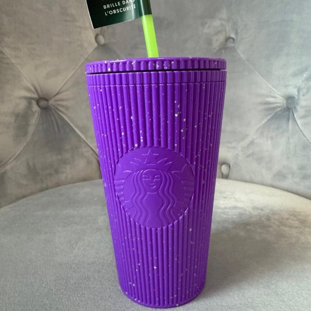 Starbucks Glow in The Dark Purple Tumbler Grande, 16 Oz Cold Cup NWT